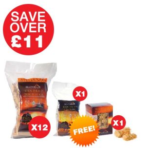 12 PACK OF 14KG MEGABAG BIRCH KILN DRIED LOGS, 1 X FREE KINDLING & 1 X FREE WOODWOOL