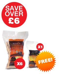 6 PACKS OF 14KG MEGABAG BIRCH KILN DRIED LOGS & 1 X FREE KINDLING